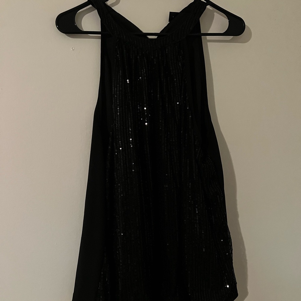 SHEIN Black Sequin Halter Top